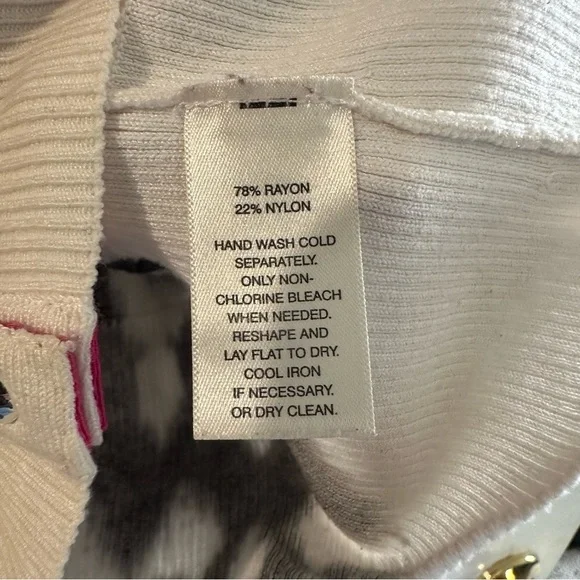 White House Black Market Floral Fleur De Lis Ikat Snap Cardigan Size Large - Picture 5 of 7